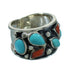 Turquoise And Coral Genuine Sterling Silver Jewelry Southwest Ring Size 5 AX82234